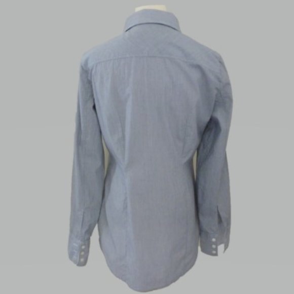 Banana Republic M Gray and White Striped Tuxedo Style Women's Shirt - Picture 2 of 3